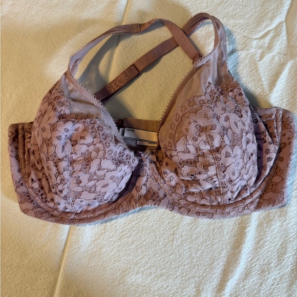 Victoria’s Secret lace bra dusty rose unlined demi underwire Size 38DDD - Picture 1 of 5
